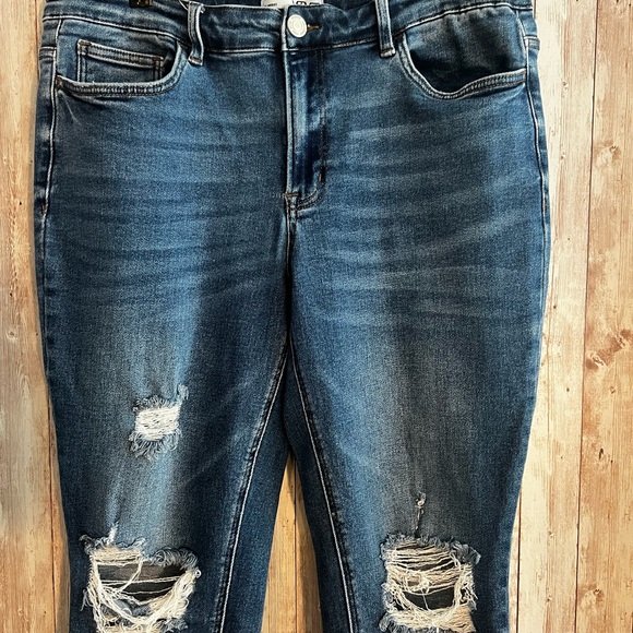 Blue Skinny Distressed Jeans - Picture 1 of 9